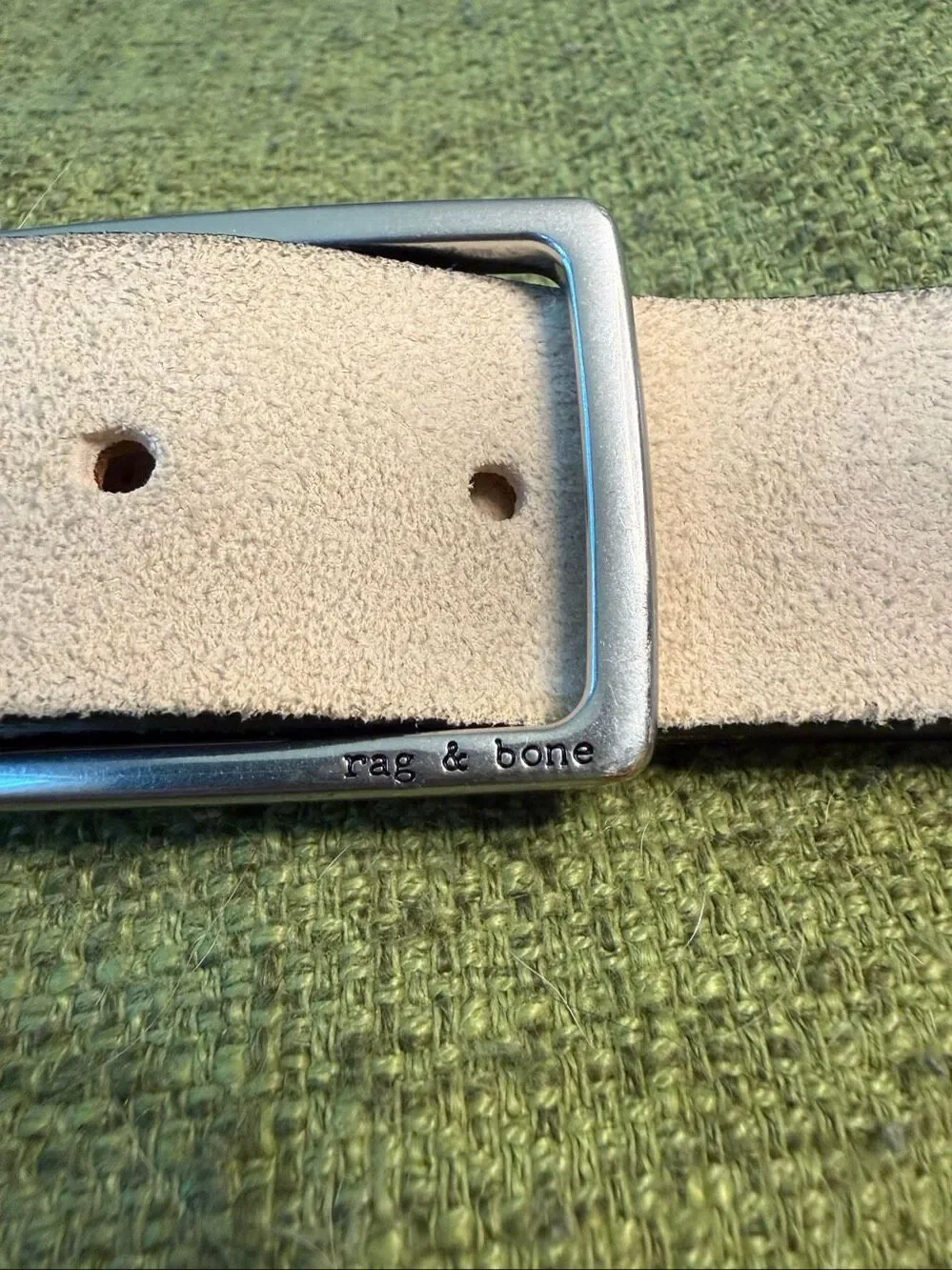 Rag & Bone Bone Rustic Suede Long Silver Buckle Mens Belt sz L